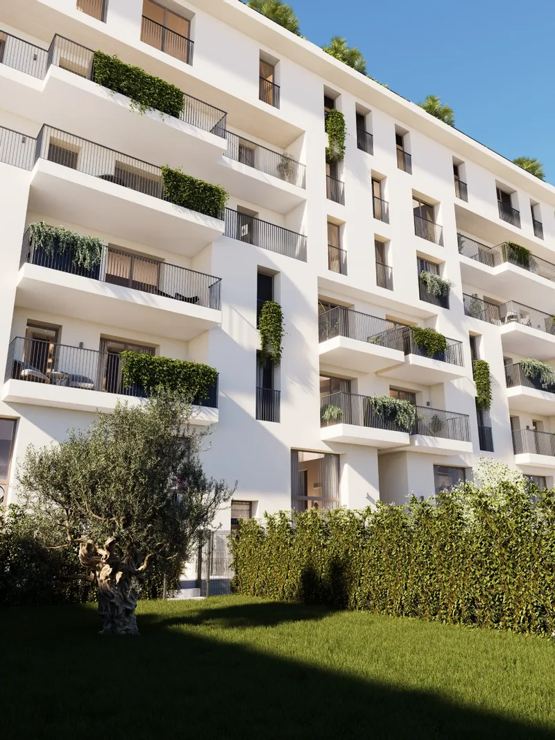 Render esterno di un edificio residenziale con logge